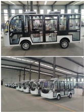 Factory customized 72V 11-seater electric sightseeing car for scenic spots, hotels, stadiums and resorts